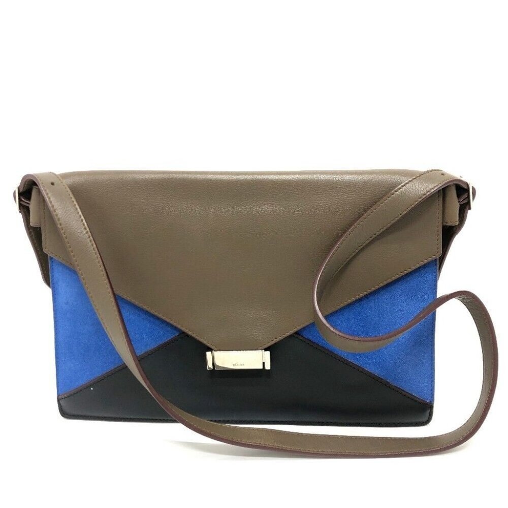 CELINE Crossbody bag Shoulder Bag Leather Brown/Black/Blue/SilverHardware